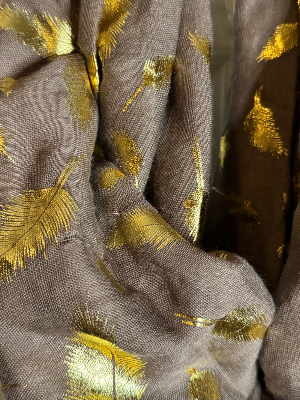 Gold Arrow Print Lightweight Scarf - Taupe and Cream - Picture 6 of 7
